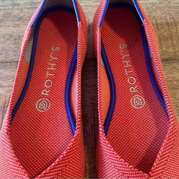 Rothy's RETIRED Persimmon Orange Marine Stripe Flats with Round Toe (Size 8) - Picture 2 of 5